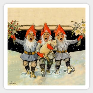 “Caroling Gnomes” by Jenny Nystrom Sticker